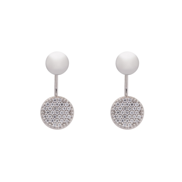 Pendientes oro blanco y circonitas