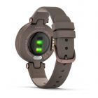 Garmin Lily™ Bisel en bronce oscuro con carcasa y correa de cuero italiano en color paloma