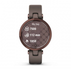 Garmin Lily™ Bisel en bronce oscuro con carcasa y correa de cuero italiano en color paloma