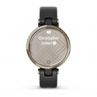 Garmin Lily™ Bisel en oro crema con carcasa y correa de cuero italiano en negro