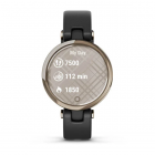 Garmin Lily™ Bisel en oro crema con carcasa y correa de cuero italiano en negro