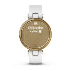 Garmin Lily™ Bisel en oro claro con carcasa y correa de cuero italiano en blanco