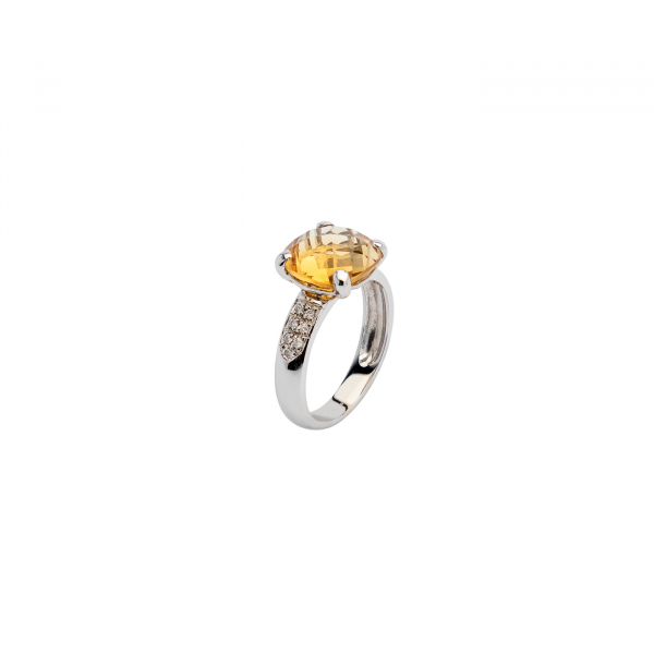 Sortija cítrino y diamantes